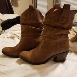 Xappeal tan cowboy-style booties,  size 8